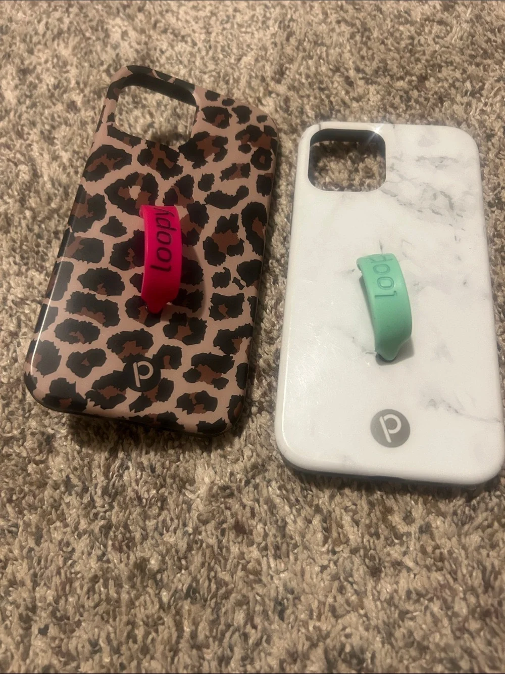 Poetic Loop Grip Phone Case - Leopard Brown & Marble White iPhone 12